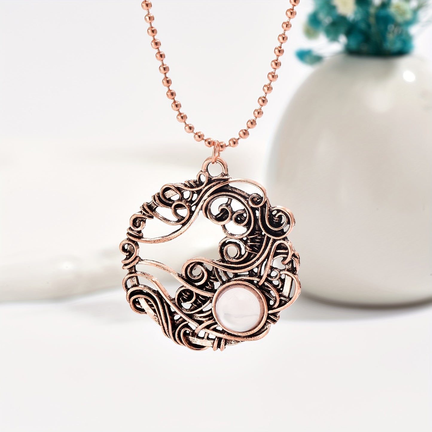 Sun and Moon Moonstone Pendant Necklace
