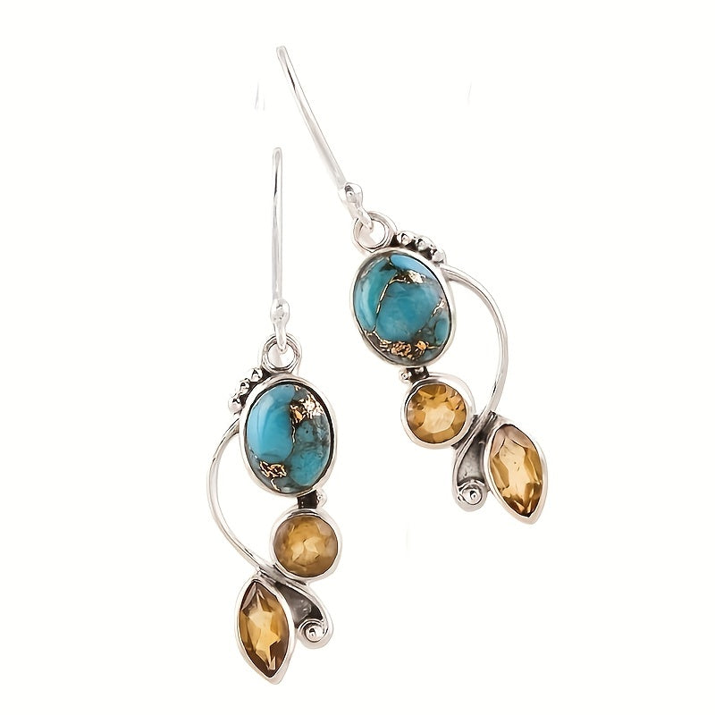 Citrine and Turquoise Earrings