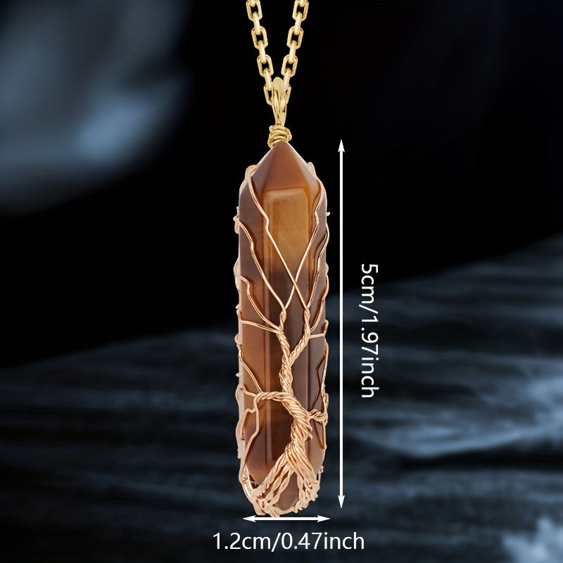 Natural Crystal Life Tree Necklace