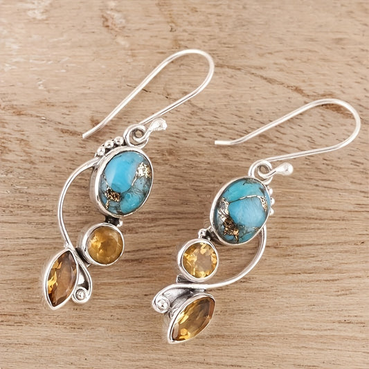 Citrine and Turquoise Earrings