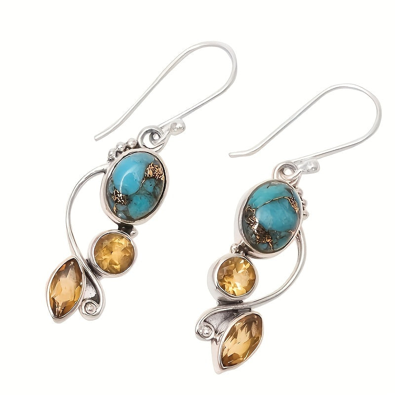 Citrine and Turquoise Earrings