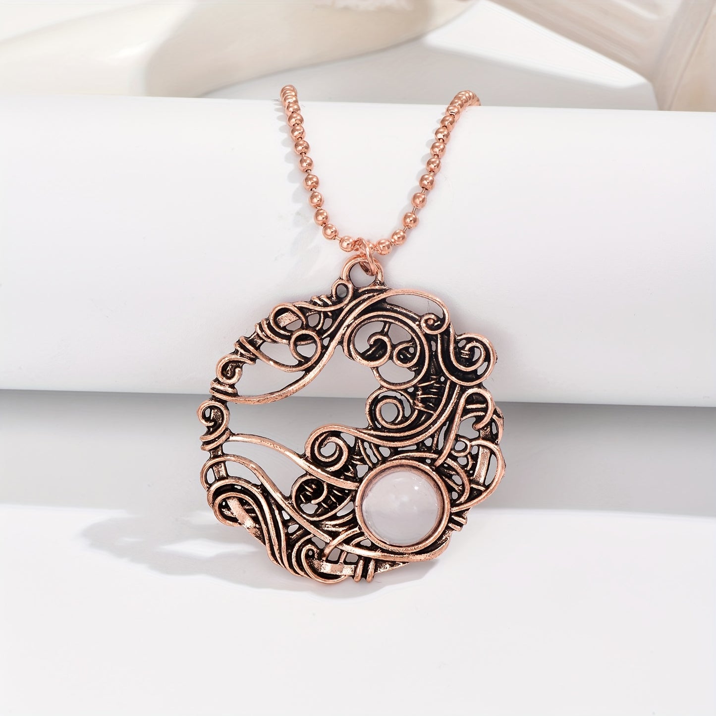 Sun and Moon Moonstone Pendant Necklace
