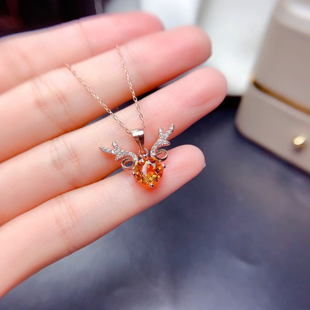 Citrine and Morganite Antler Necklace