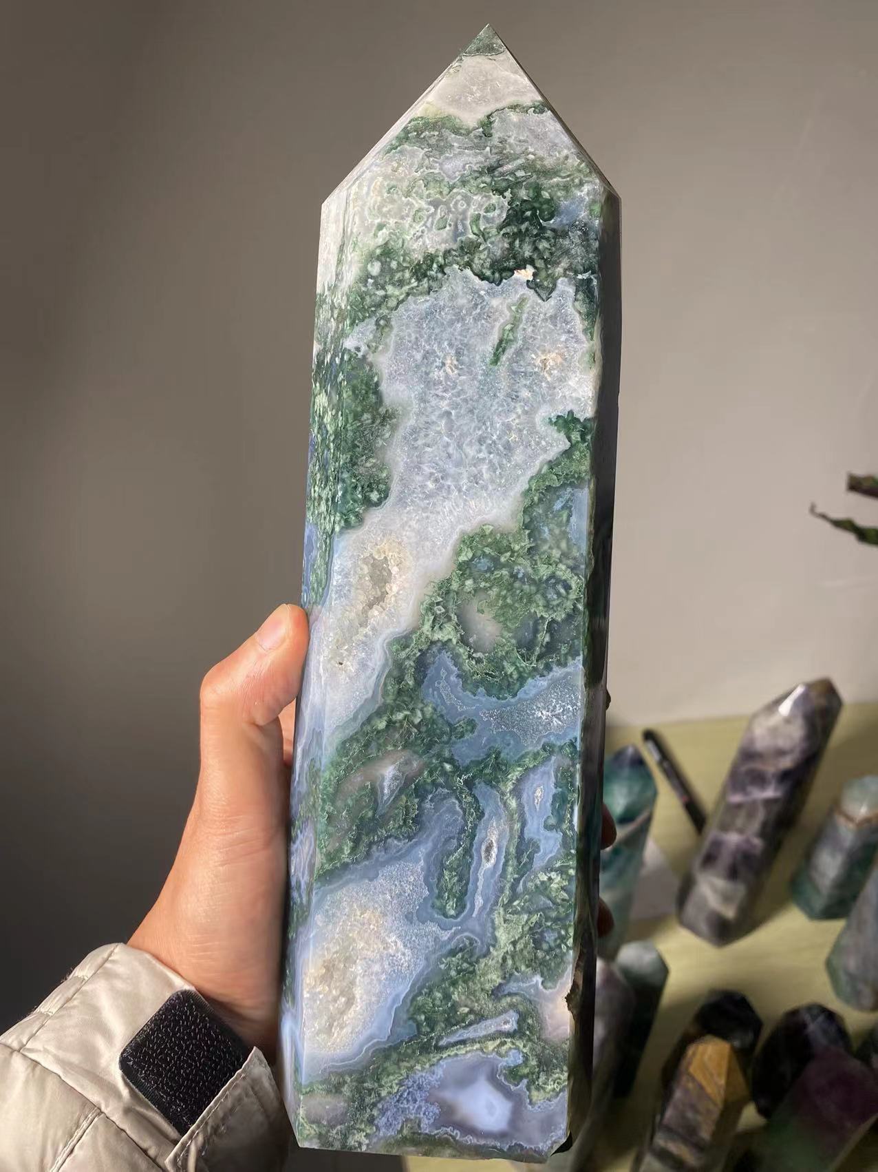Large Moss Agate | Crystal Tower