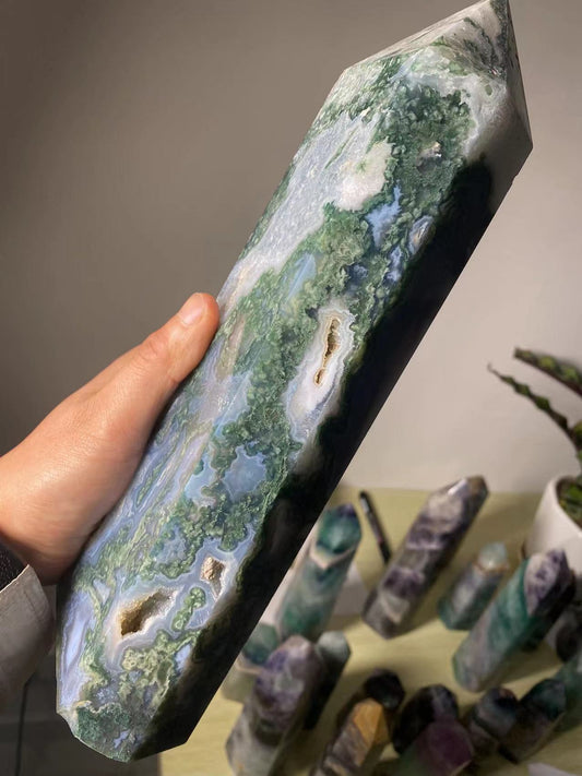 Large Moss Agate | Crystal Tower