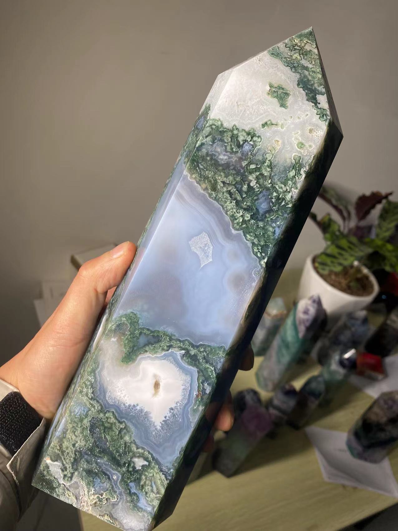 Large Moss Agate | Crystal Tower