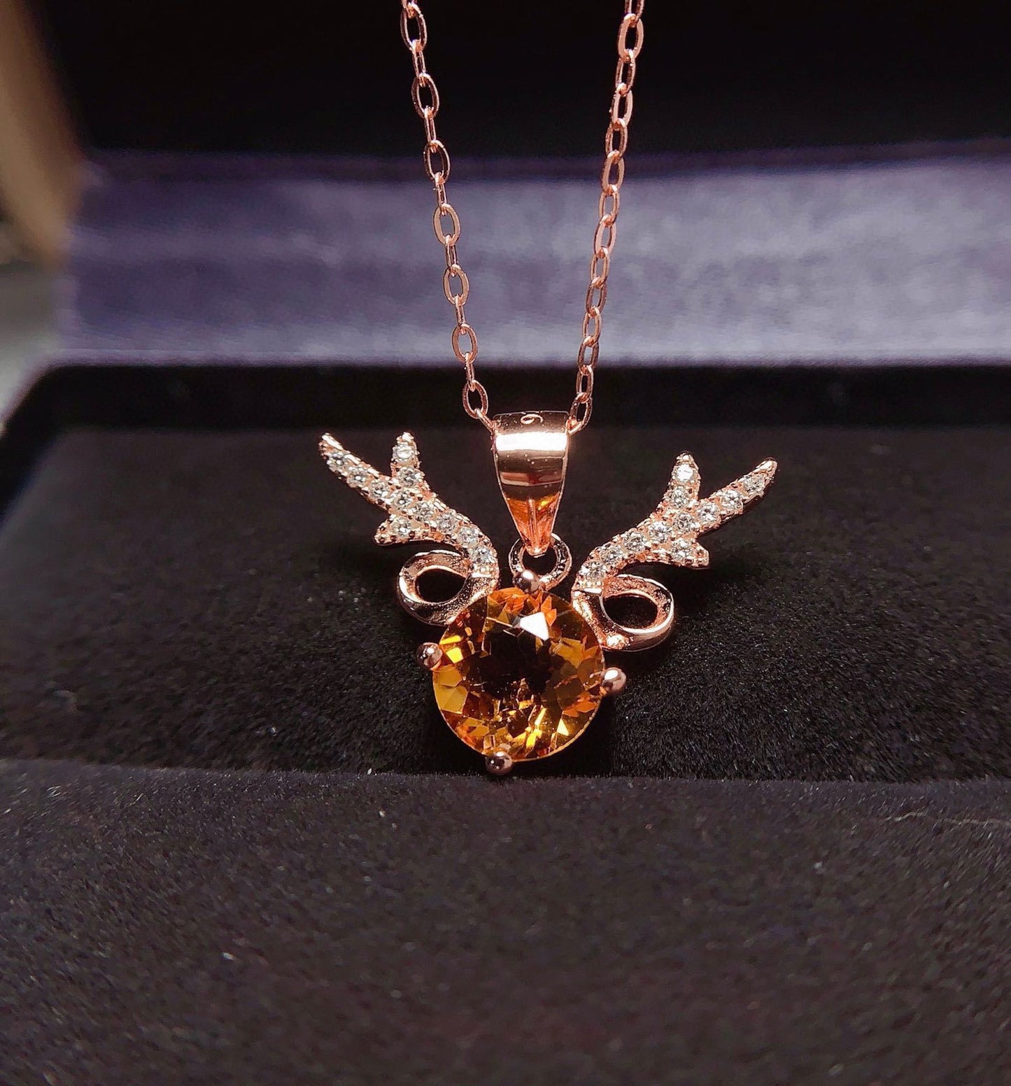 Citrine and Morganite Antler Necklace