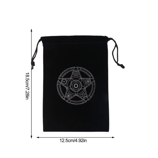 Black Velvet with Grey Pentacle | Tarot Storage Bag