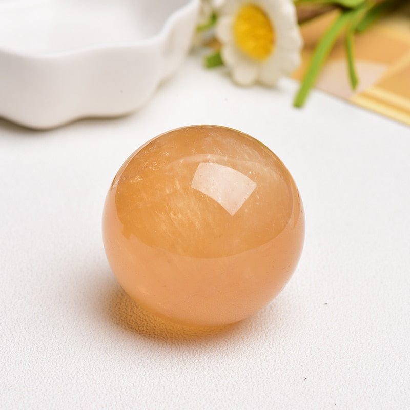 Amber Calcite | Crystal Sphere