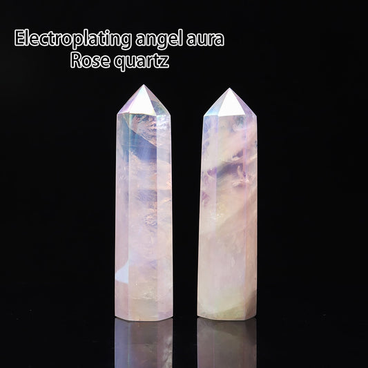 Electroplating angel aura rose Quartz | Crystal Tower