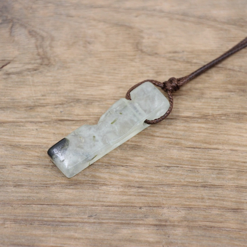 Prehnite with Tourmaline | Crystal Necklace