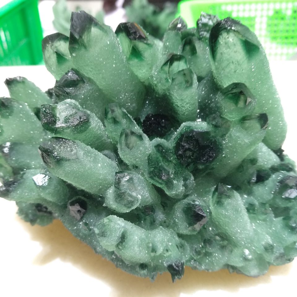 Green Ghost Quartz | Crystal Cluster