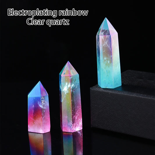 Electroplating rainbow clear Quartz | Crystal Tower