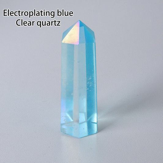 Electroplating blue clear Quartz | Crystal Tower