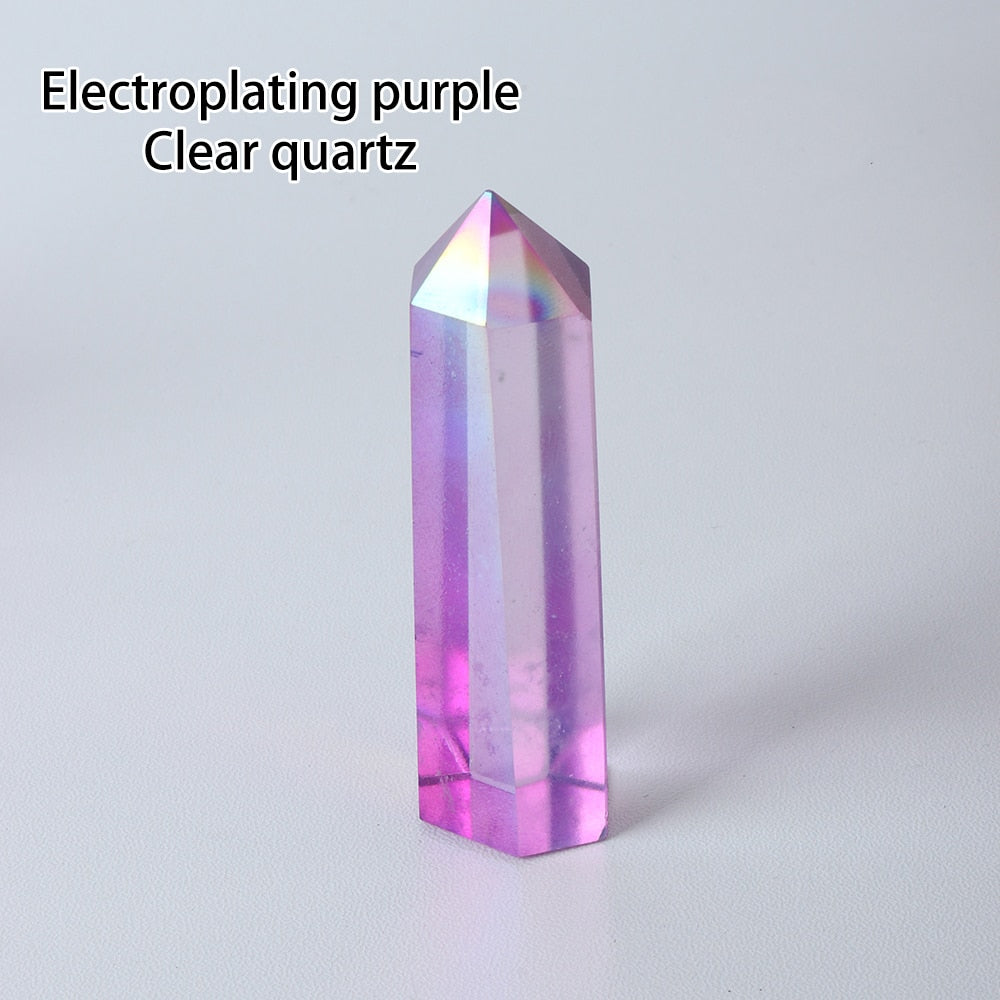 Electroplating purple clear Quartz | Crystal Tower